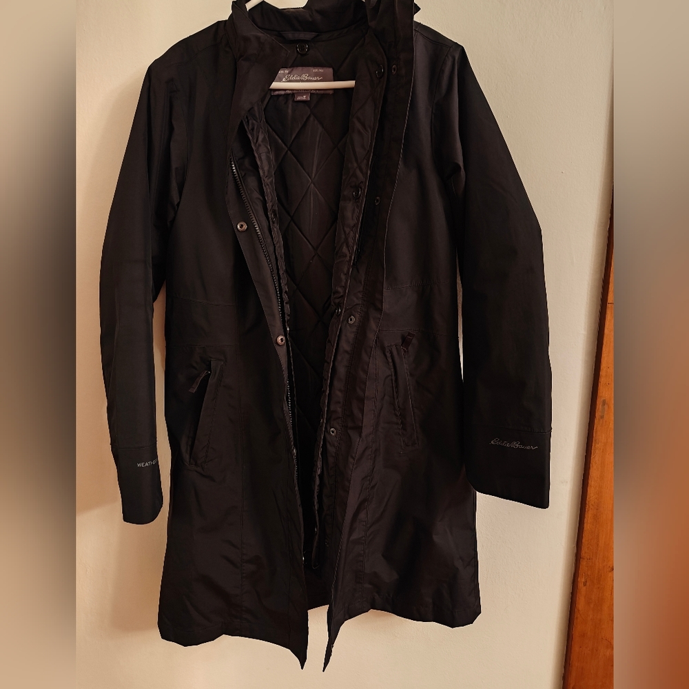 Eddie Bauer - Women's girl on the go insulated trench coat black, medium